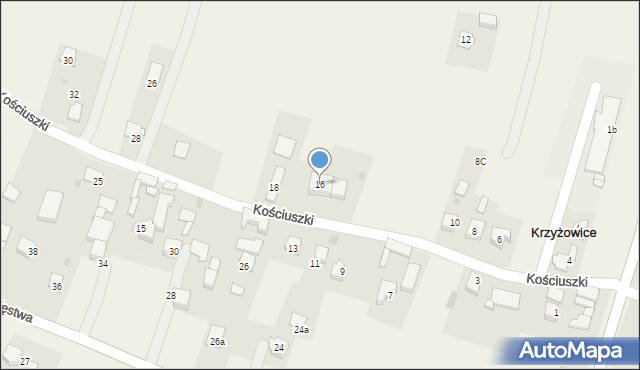 Krzyżowice, Kościuszki Tadeusza, gen., 16, mapa Krzyżowice