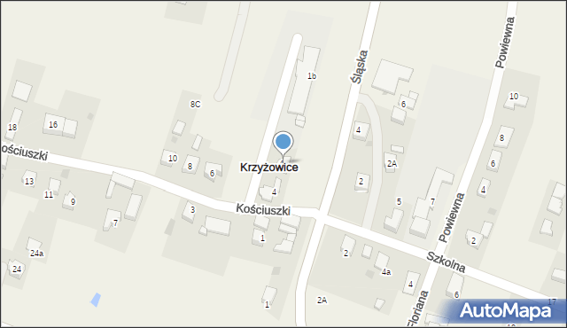 Krzyżowice, Kościuszki Tadeusza, gen., 4a, mapa Krzyżowice