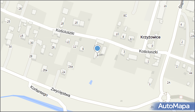 Krzyżowice, Kościuszki Tadeusza, gen., 7, mapa Krzyżowice