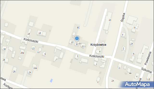 Krzyżowice, Kościuszki Tadeusza, gen., 8, mapa Krzyżowice