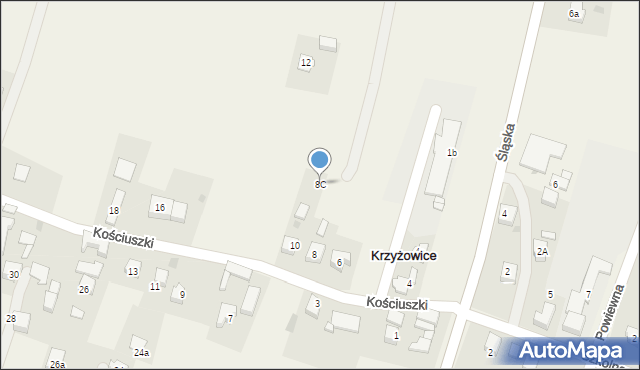 Krzyżowice, Kościuszki Tadeusza, gen., 8C, mapa Krzyżowice