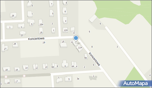 Książenice, Koncertowa, 11B, mapa Książenice