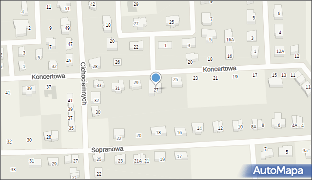 Książenice, Koncertowa, 27, mapa Książenice