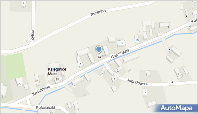 Księginice Małe, Kościuszki Tadeusza, gen., 14, mapa Księginice Małe