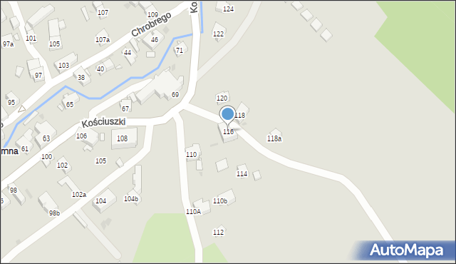 Kudowa-Zdrój, Kościuszki Tadeusza, gen., 116, mapa Kudowa-Zdrój