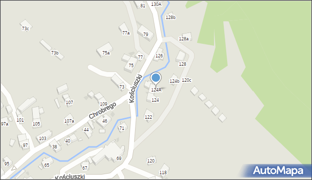 Kudowa-Zdrój, Kościuszki Tadeusza, gen., 124A, mapa Kudowa-Zdrój