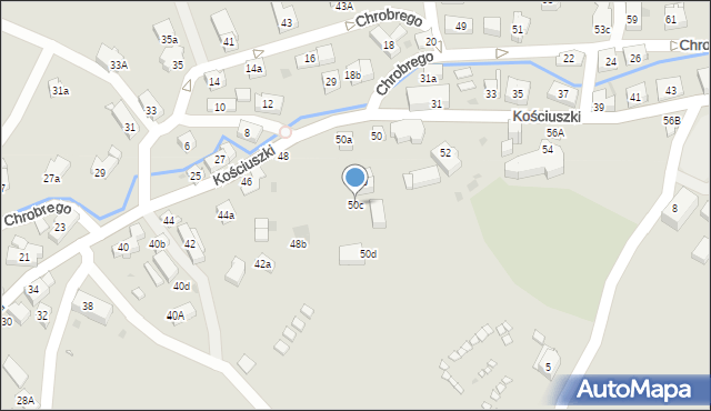 Kudowa-Zdrój, Kościuszki Tadeusza, gen., 50c, mapa Kudowa-Zdrój