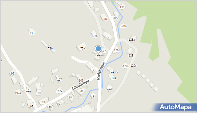 Kudowa-Zdrój, Kościuszki Tadeusza, gen., 75, mapa Kudowa-Zdrój