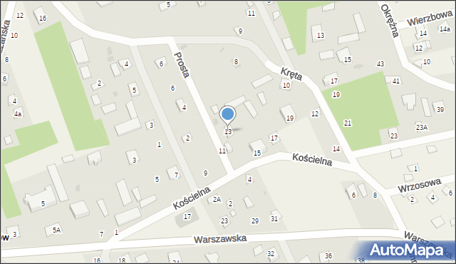 Kuligów, Kościelna, 13, mapa Kuligów