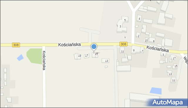 Kunowo, Kościańska, 15a, mapa Kunowo