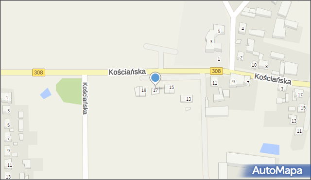 Kunowo, Kościańska, 17, mapa Kunowo