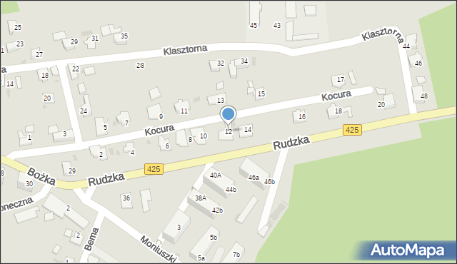 Kuźnia Raciborska, Kocura, 12, mapa Kuźnia Raciborska