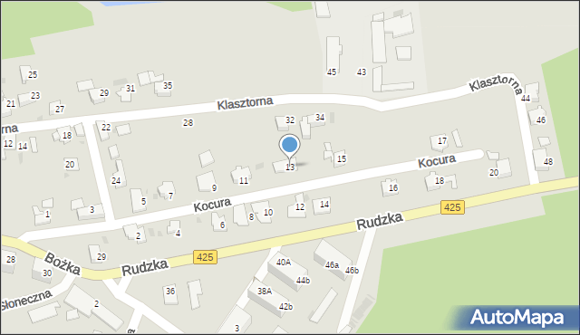 Kuźnia Raciborska, Kocura, 13, mapa Kuźnia Raciborska