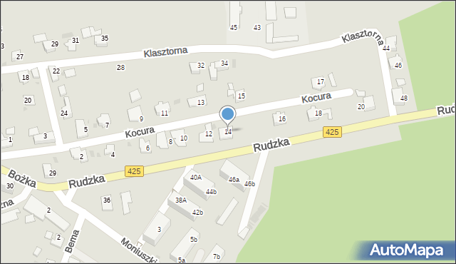 Kuźnia Raciborska, Kocura, 14, mapa Kuźnia Raciborska
