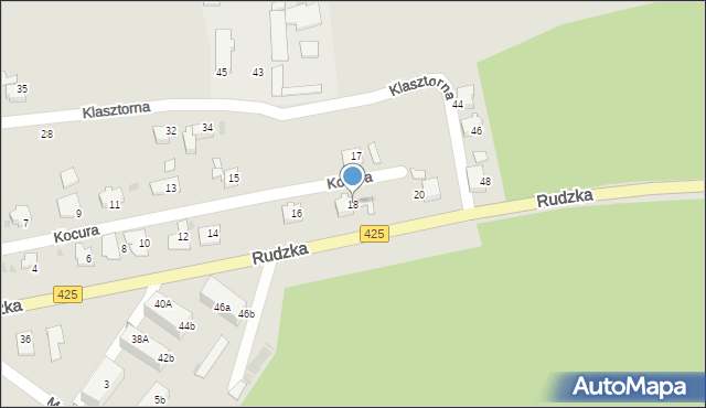 Kuźnia Raciborska, Kocura, 18, mapa Kuźnia Raciborska