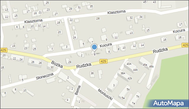 Kuźnia Raciborska, Kocura, 4, mapa Kuźnia Raciborska