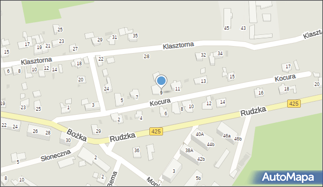 Kuźnia Raciborska, Kocura, 9, mapa Kuźnia Raciborska