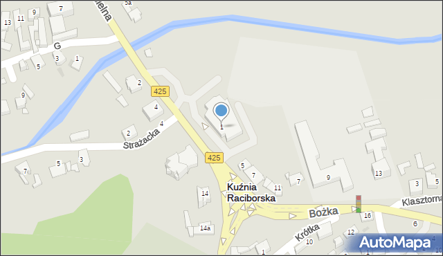 Kuźnia Raciborska, Kościelna, 1, mapa Kuźnia Raciborska