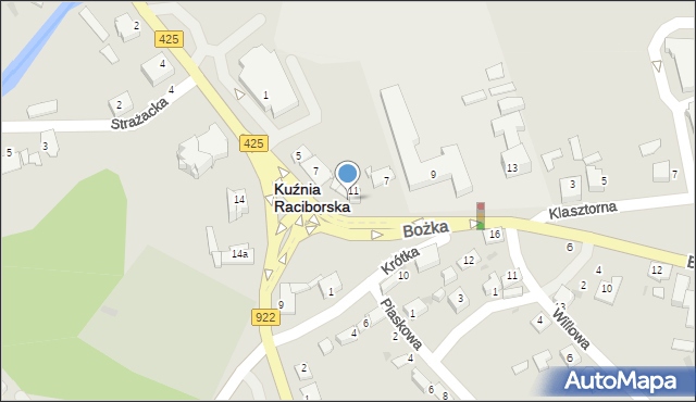 Kuźnia Raciborska, Kościelna, 11a, mapa Kuźnia Raciborska