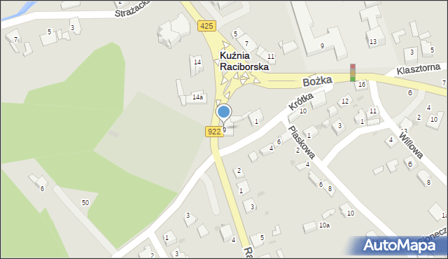 Kuźnia Raciborska, Kościelna, 9, mapa Kuźnia Raciborska