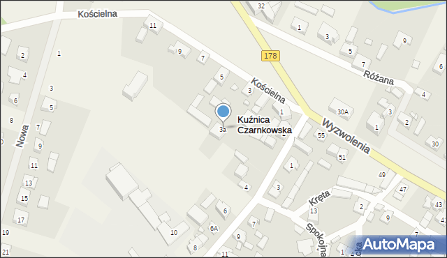 Kuźnica Czarnkowska, Kościelna, 3a, mapa Kuźnica Czarnkowska