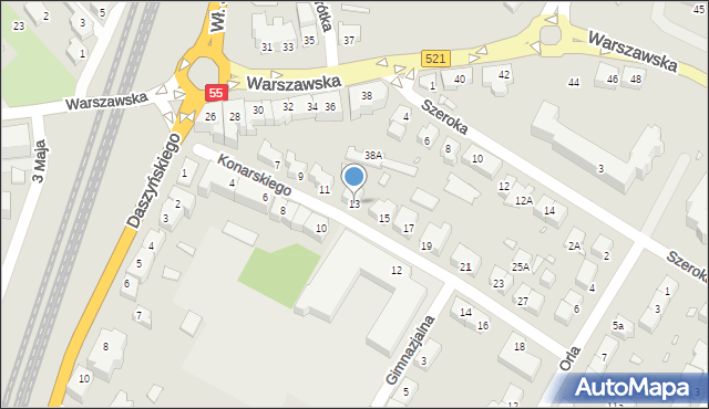 Kwidzyn, Konarskiego, 13, mapa Kwidzyn