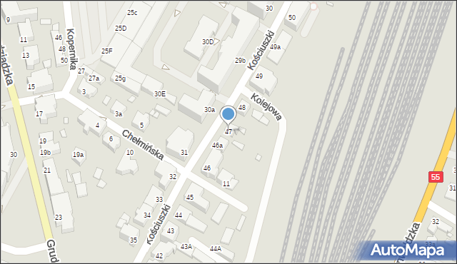 Kwidzyn, Kościuszki Tadeusza, gen., 47, mapa Kwidzyn