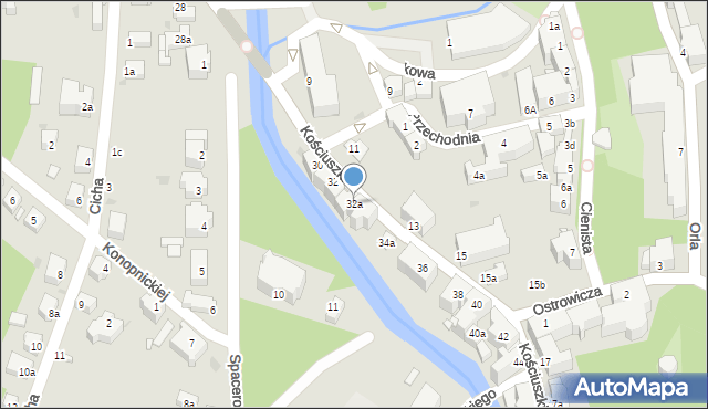 Lądek-Zdrój, Kościuszki Tadeusza, gen., 32a, mapa Lądek-Zdrój
