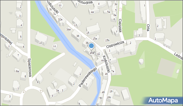Lądek-Zdrój, Kościuszki Tadeusza, gen., 40a, mapa Lądek-Zdrój