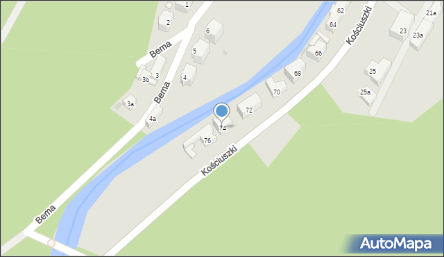 Lądek-Zdrój, Kościuszki Tadeusza, gen., 74, mapa Lądek-Zdrój