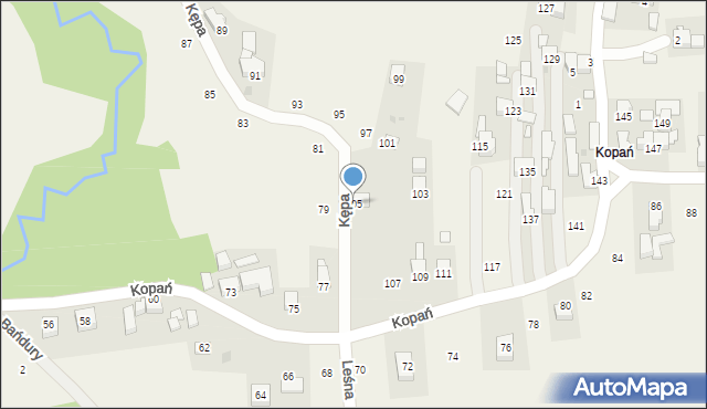Lanckorona, Kopań, 105, mapa Lanckorona