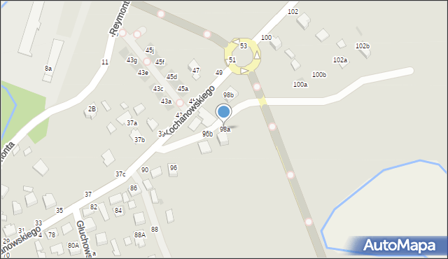 Łańcut, Kochanowskiego Jana, 98a, mapa Łańcut