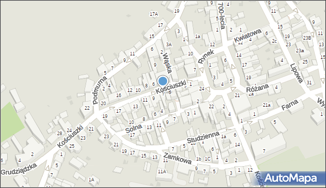 Łasin, Kościuszki Tadeusza, gen., 7, mapa Łasin