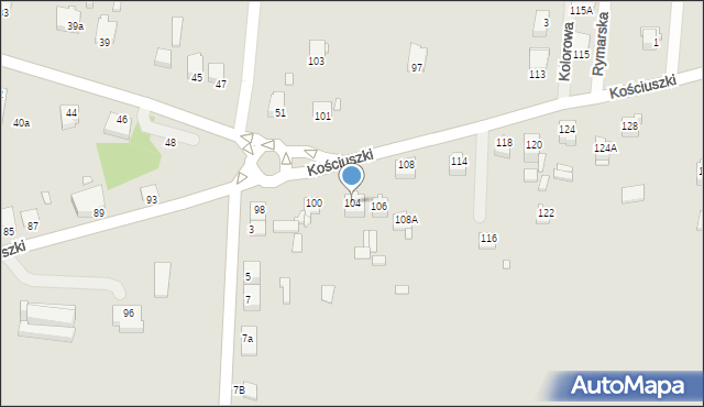 Łazy, Kościuszki Tadeusza, gen., 104, mapa Łazy