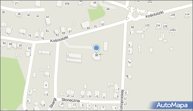 Łazy, Kościuszki Tadeusza, gen., 96, mapa Łazy