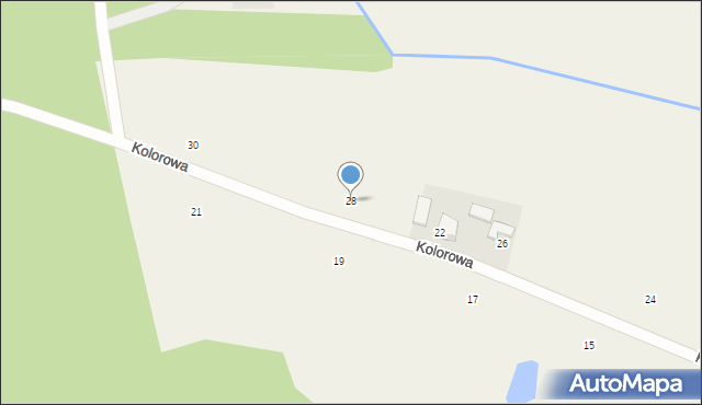 Łebno, Kolorowa, 28, mapa Łebno