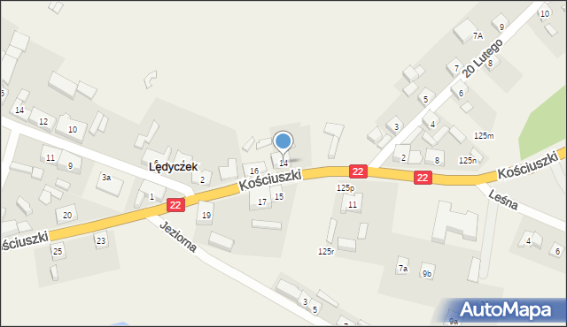 Lędyczek, Kościuszki Tadeusza, gen., 14, mapa Lędyczek