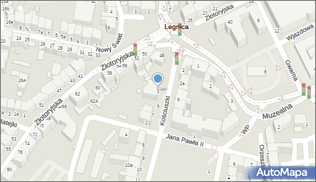 Legnica, Kościuszki Tadeusza, gen., 1, mapa Legnicy