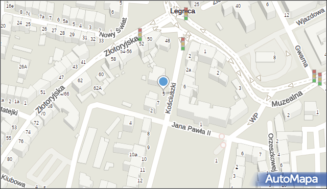 Legnica, Kościuszki Tadeusza, gen., 5, mapa Legnicy