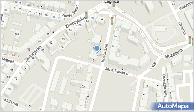 Legnica, Kościuszki Tadeusza, gen., 7, mapa Legnicy