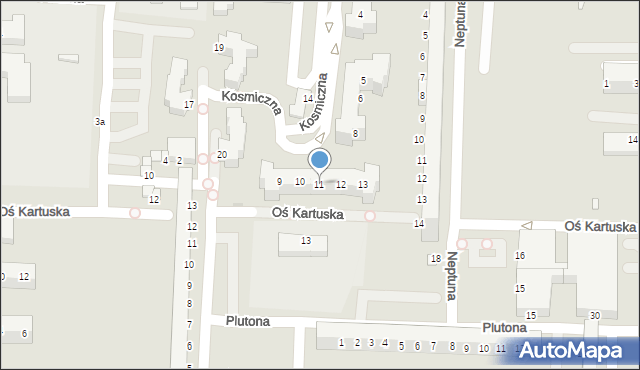 Legnica, Kosmiczna, 11, mapa Legnicy