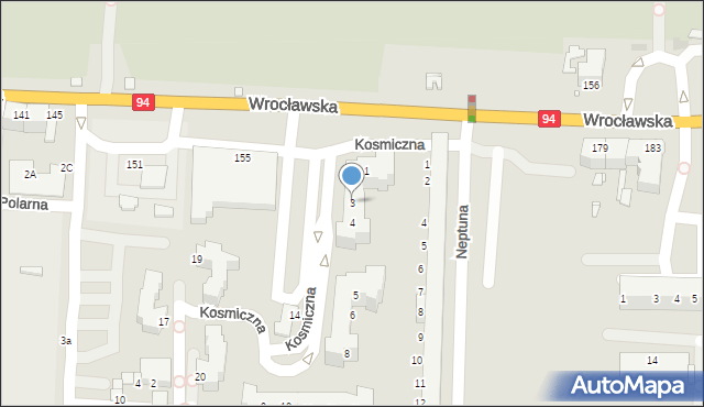 Legnica, Kosmiczna, 3, mapa Legnicy