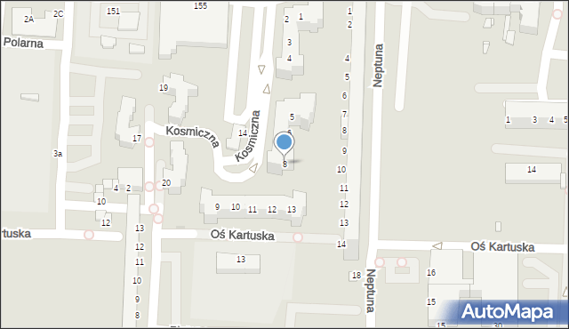 Legnica, Kosmiczna, 8, mapa Legnicy