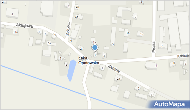 Łęka Opatowska, Kościelna, 1, mapa Łęka Opatowska