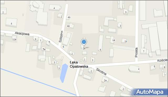 Łęka Opatowska, Kościelna, 1a, mapa Łęka Opatowska