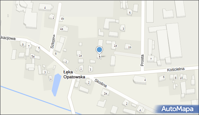 Łęka Opatowska, Kościelna, 5, mapa Łęka Opatowska