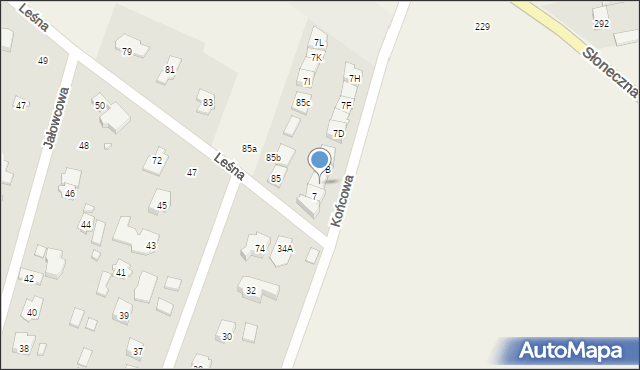 Lesznowola, Końcowa, 7A, mapa Lesznowola