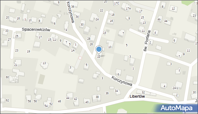 Libertów, Korczynowa, 12, mapa Libertów