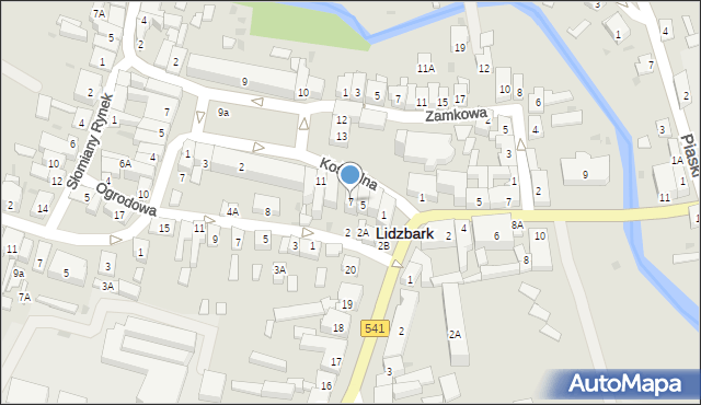 Lidzbark, Kościelna, 7, mapa Lidzbark