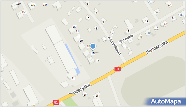 Lidzbark Warmiński, Konarskiego Stanisława, 1D, mapa Lidzbark Warmiński